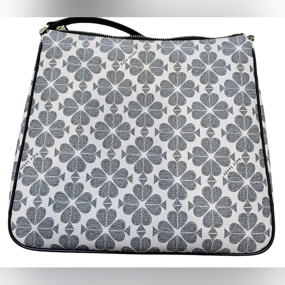 Kate Spade NY Black and White Spade Floral Crossbody Bag, Silver Hardware, New! - Picture 4 of 9